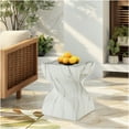 thumbnail image 2 of JERFIT 24 inch Round Outdoor Side Table, Modern Marble Accent Table for Patio Garden, MGO Drum Stool Indoor Outdoor Use, Faux Stone Plant Stand, Small End Table, 2 of 10