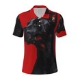 thumbnail image 2 of Daiia Black Dog Red Background Pattern Men’s Polo Shirts,Solid Deck Shirt,Classic Fit, Breathable Cotton Polo for Casual and Sport Wear-X-Large, 2 of 7