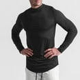 thumbnail image 2 of Men's Workout Shirts Casual Mock Neck Long Sleeve Shirts Trendy Comfy Stretch Lightweight Running Athletic Pullover Black XL, 2 of 9