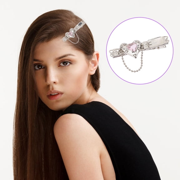 LEORX metal hair accessories Heart Hair Barrettes Silver 2Pcs