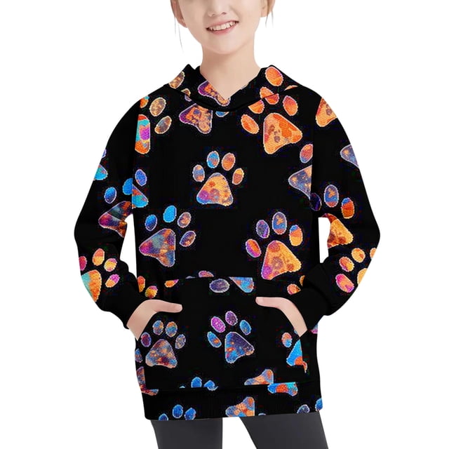 Birdeem Robe à Manches Longues pour Filles Col Rond Chandail à Capuche Surdimensionné Mode Enfants Chandail à Manches Longues 4-14 Ans pour Filles et Garçons Robe à Manches Longues