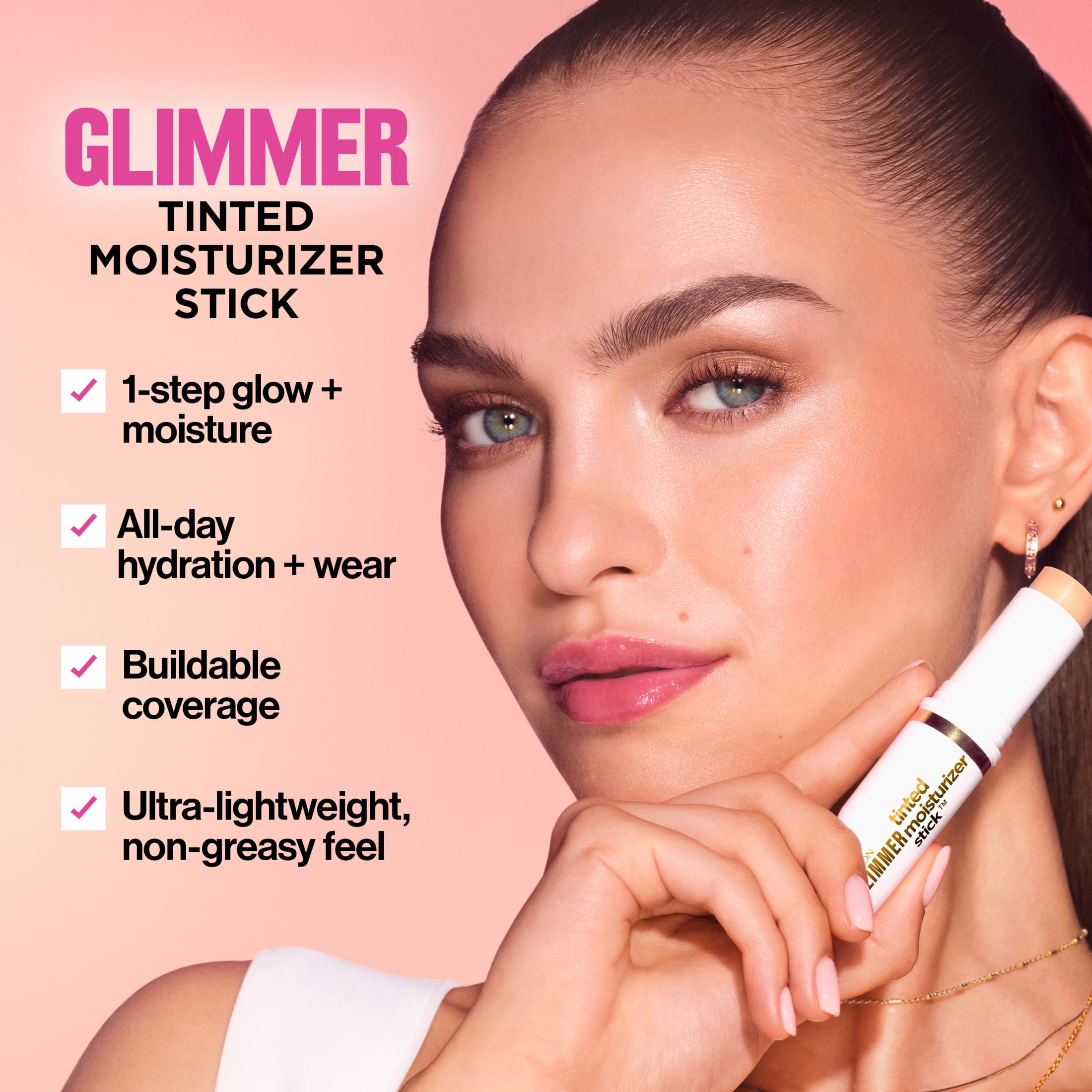 Revlon Glimmer Tinted Facial Moisturizer Stick, Light Coverage Foundation, 100, 0.31 oz
