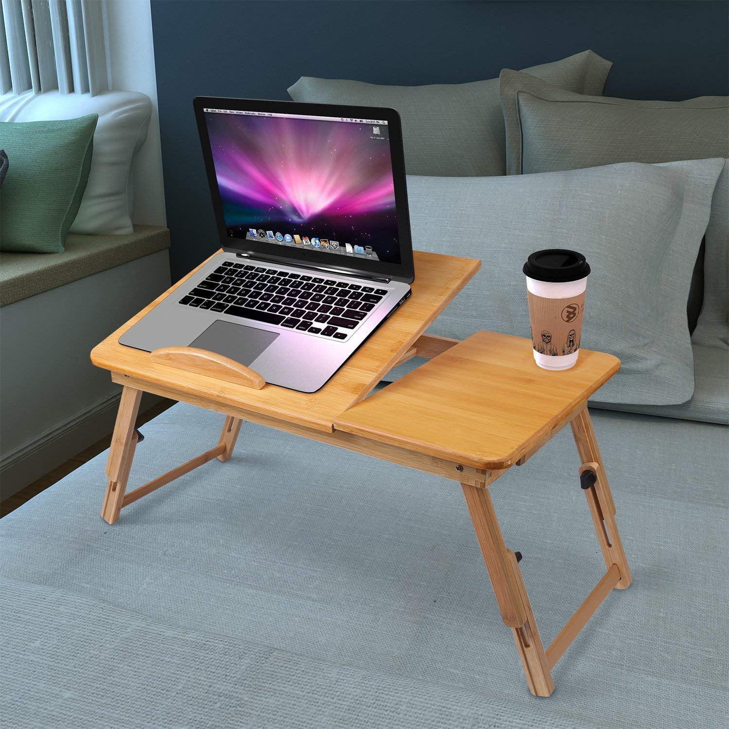 Ubesgoo Bed Tray Bamboo Laptop Desk Folding Breakfast