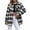 Black, variant on Womens Plus Size Flannel Plaid Shirts Roll Up Long Sleeve Casual Collared Button Down Shacket Jacket Shirt Loose Blouse Top with Pockets White XXL