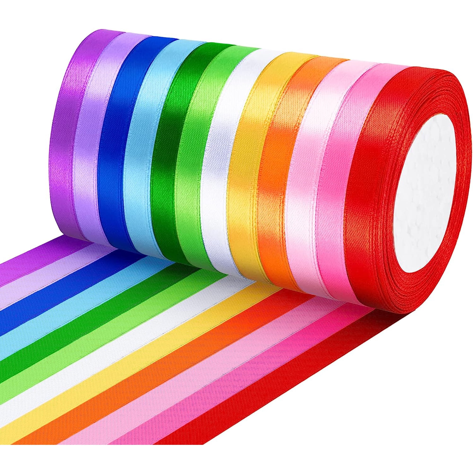 18 Rouleaux Ruban Satin 10mm X 22m - Multicolore, Pour Cadeaux, Mariage, DIY