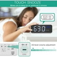 thumbnail image 5 of Digital Alarm Clock, Mirror LED Clock, Desk Clock with Voice Control, 4 Adjustable Brightness, Dual Alarms, Snooze, USB Charging Port, for Bedroom, Bedside, Office, Kids, Elderl, 5 of 8