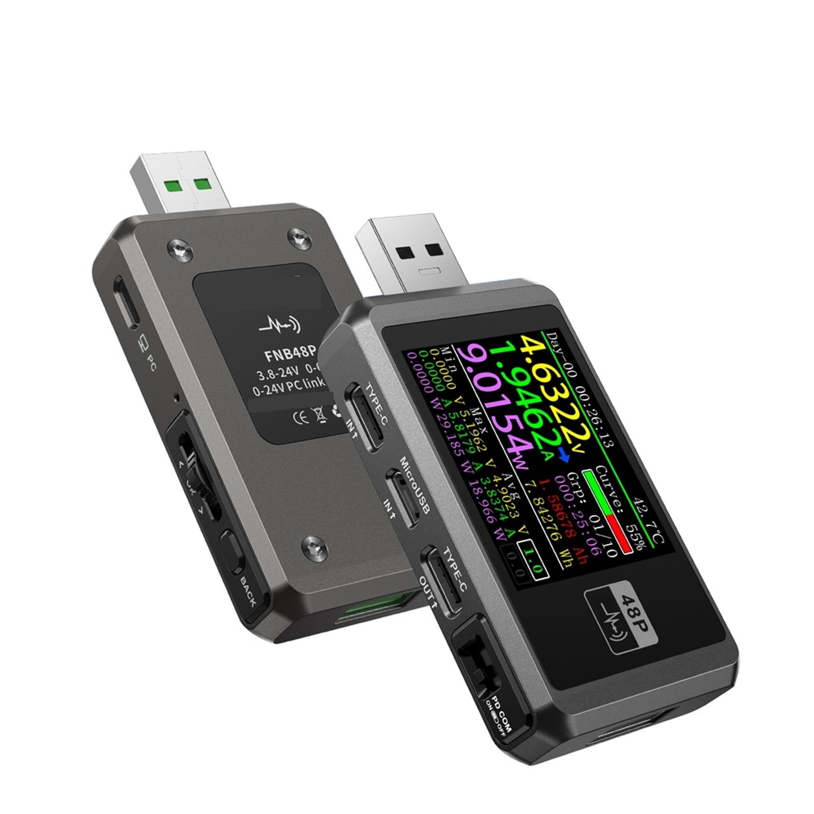 FNB58 FNB48 USB Tester Voltmeter Ammeter Fast Charge Detection Trigger Voltage Detector Battery Capacity Measurement Tool ,Easy to Operate
