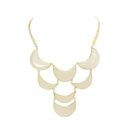 Enameled Choker - Gold Statement Necklaces for Women White Enamel Crescent Moon Choker Necklace Statement Jewelry Online