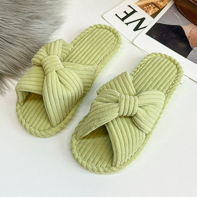 Pantoufles en Velours Côtelé pour Femmes Antidérapantes à Brides Croisées Sandales à Enfiler Intérieur Extérieur Sandales pour Couples
