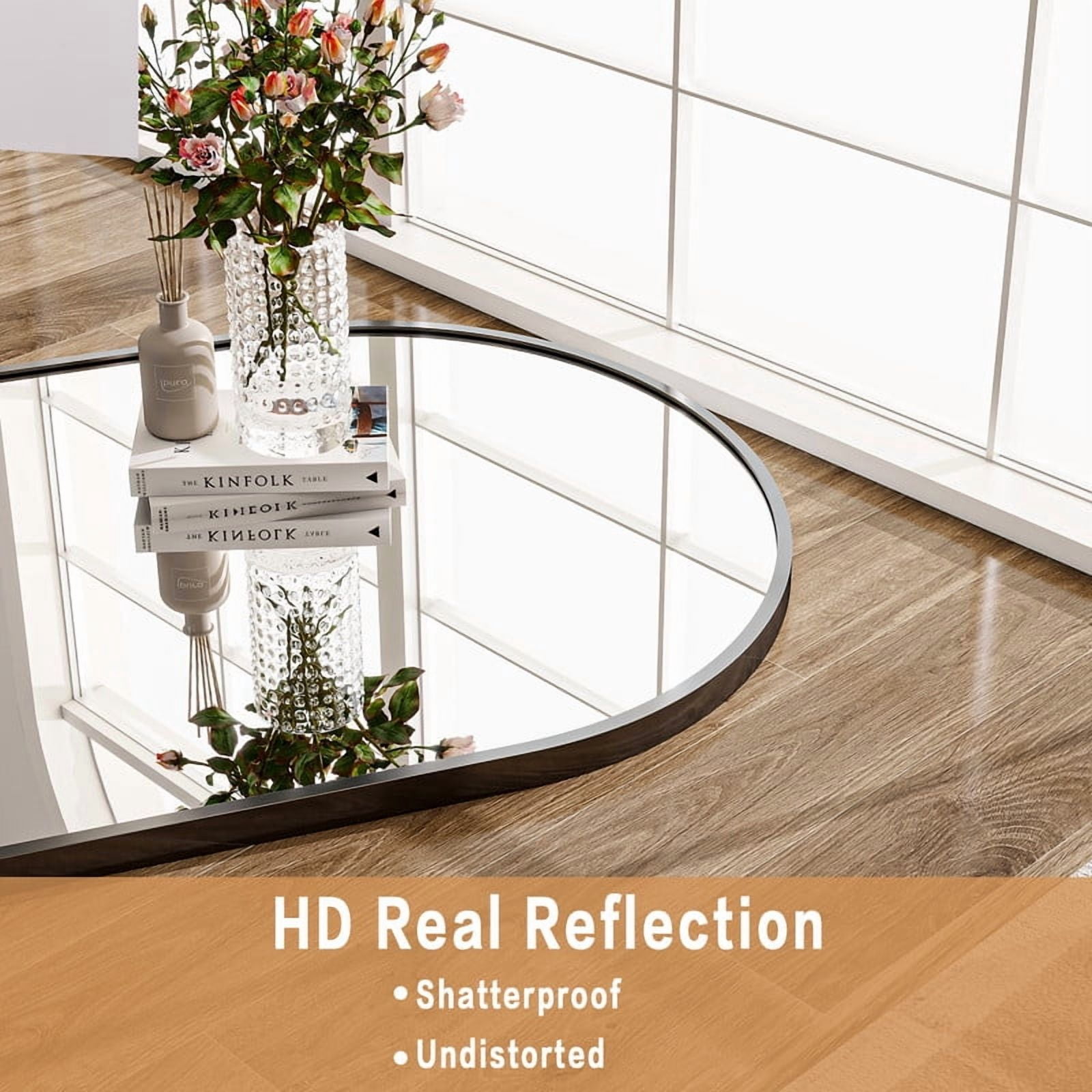 Mirrasia 71" x 30" Arched Full Length Mirror With Stand Floor Mirror Wall Mounted, Black