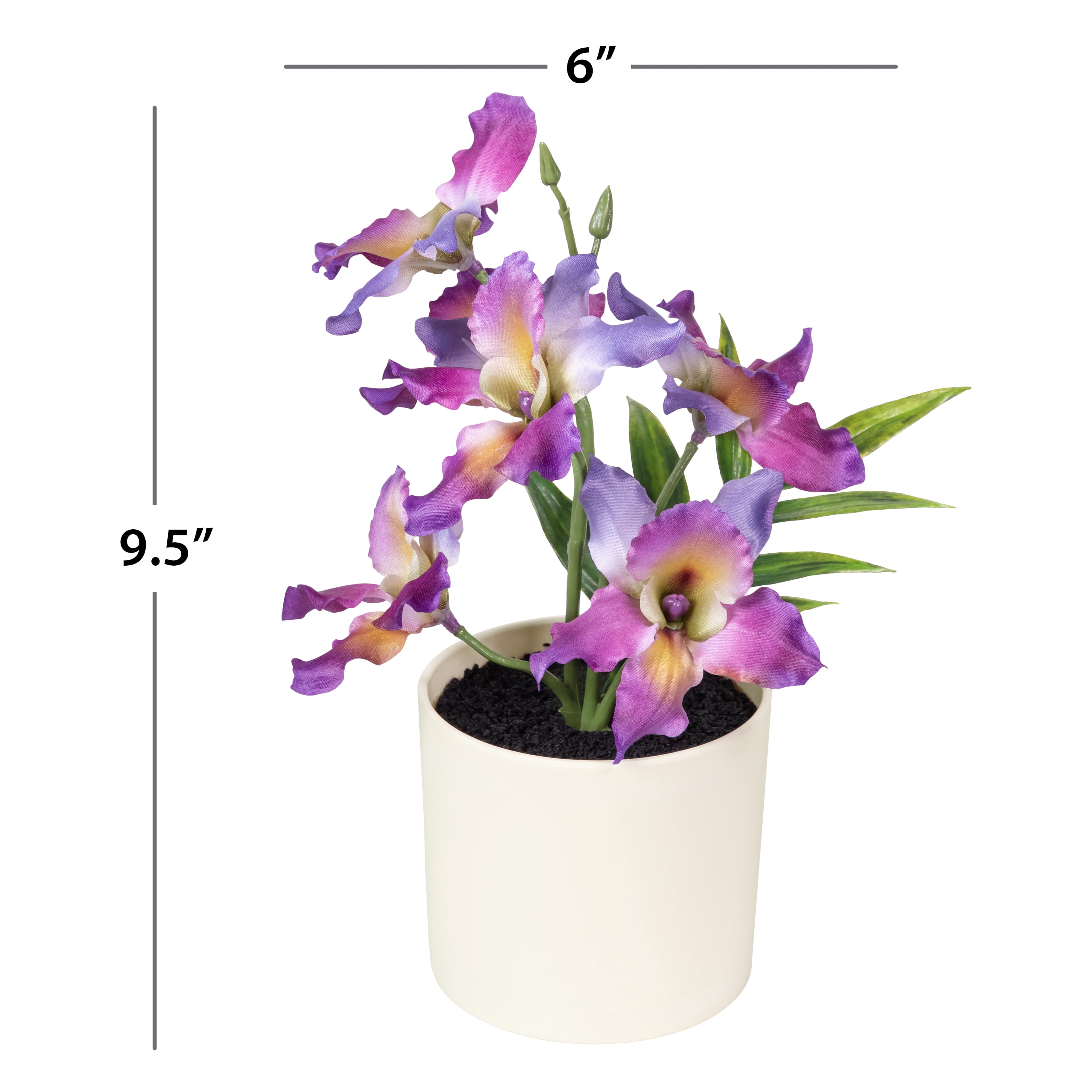 Mainstays 9.5" Artificial Purple Orchid in Cream Pot, for Indoor Use