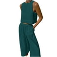 thumbnail image 2 of Fankiway Ensemble de Vêtements d'Entraînement pour Femmes Été Décontracté Sans Manches Col Rond en Coton et Lin, 2 of 6