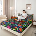 thumbnail image 3 of Erosebridal Colorful Bohemian Birds Bed Sheets,Cartoon Loves Daisy Pattern King Sheets For Girls Kids 4 Pieces, 3 of 6