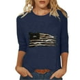 thumbnail image 2 of Dazajoo 4th of July 3/4 Length Sleeve Womens Tops American Flag Star Stripe Shirts USA Flag Patriotic T Shirt Summer Casual Independence Day Tee Tops for Women 2024 Deals of Today,Navy,L, 2 of 6