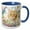 Blue/White, variant on 3drose, Sweet Orange Tabby Cat Looks Out a Garden Window, 11oz Mug