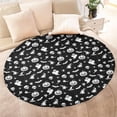 thumbnail image 4 of Black Halloween Ghost Pumpkin Pattern Round Blanket,Comfortable Soft Flannel Throw Blanket,All Season,Warm Lightweight Blankets for Sofa Bed Couch Living Room Chair 47"x47", 4 of 5