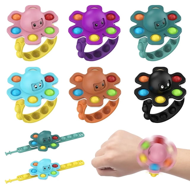 Juego de 6 pulseras YONGSHENG anillos y relojes giratorios ajustables para aliviar el estrés