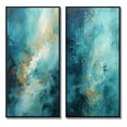 thumbnail image 2 of Designart "Turquoise Calm II" Abstract Landscapes Framed Wall Art Set Of 2 - Teal Landscapes Gallery Wall Frame Set For Home Decor, 2 of 6