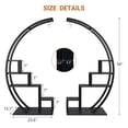 thumbnail image 6 of Half Moon 5-Tier Tall Metal Plant Stand – Curved Flower Rack with 6 Hooks, Set of 2, Space-Saving – Modern Black Ladder Shelf for Living Room, Balcony, Patio, Garden, 6 of 9