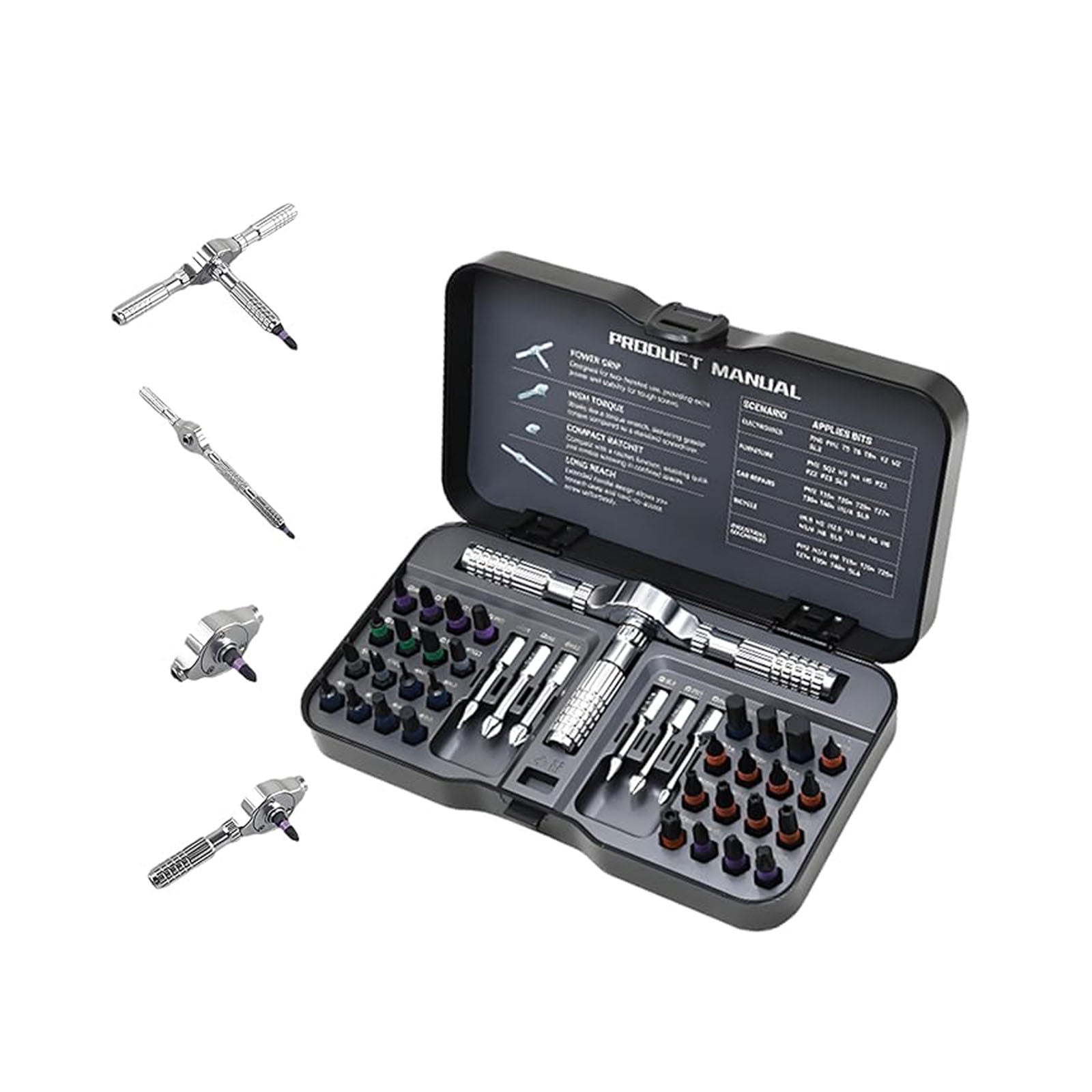 40-in-1 Magnetic Ratchet Screwdriver Set | Multi-Bit Tool Kit With Detachable Handle For Computer, Bike & Furniture DIY