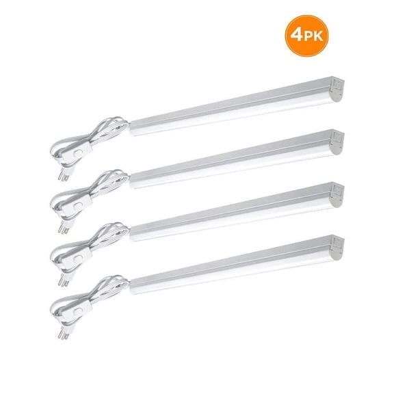 4-Pack 4 ft. Garage LED Linkable Strip Light Fixture Plug-in Hardwire 1800 Lumens 20-Watt 4000K Bright White Power Cord