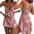 thumbnail image 5 of Douhoow Women's Sleeveless Dress Summer Spaghetti Strap Floral V-neck Backless Mini Dress, 5 of 5