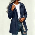 thumbnail image 2 of HappyYEE Women's Rain Coat with Drawstring Waist Plaid Lined Hooded Windbreaker Lightweight Waterproof Rain Jacket with Pockets L, 2 of 9