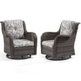 thumbnail image 3 of Meetleisure 2 Pieces Outdoor Patio Furniture Wicker Swivel Chair with Cushions for Backyard, Smoky Leaf, 3 of 6