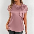 thumbnail image 6 of WREESH 2025 Fashion Tops Women's Summer Solid Color Round-Neck Short Sleeve Shirts Top Blouse, 6 of 6