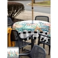 thumbnail image 4 of Coastal Corals Shells Outdoor Tablecloth - 60x60 Inch Square Dining Table Cover, Ocean Marine Life Sstarfish Black Plaid Waterproof Outdoor Table Cloth with Umbrella Hole & Zipper for Picnic/Patio, 4 of 7