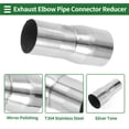 thumbnail image 4 of Adaptador de tubo de escape Mandrel de Unique Bargains, reductor concéntrico para tubo de escape de automóvil, adaptador de tubería de acero inoxidable T304 tono plateado, de 2'' OD a 2.35'' OD, 4 of 7