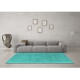 thumbnail image 3 of Ahgly Company Machine Washable Indoor Round Oriental Turquoise Blue Industrial Area Rugs, 5' Round, 3 of 4