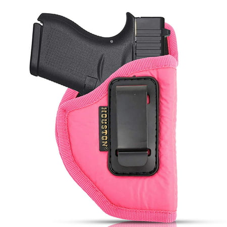 IWB Woman Pink Gun Holster - Houston - ECO LEATHER Concealed Carry Soft | Suede Interior for Maximum Protection Fits: GLOCK 43 & 42, KAHR PM 45,MAKAROV.KELTEC PF9/P11 (right)