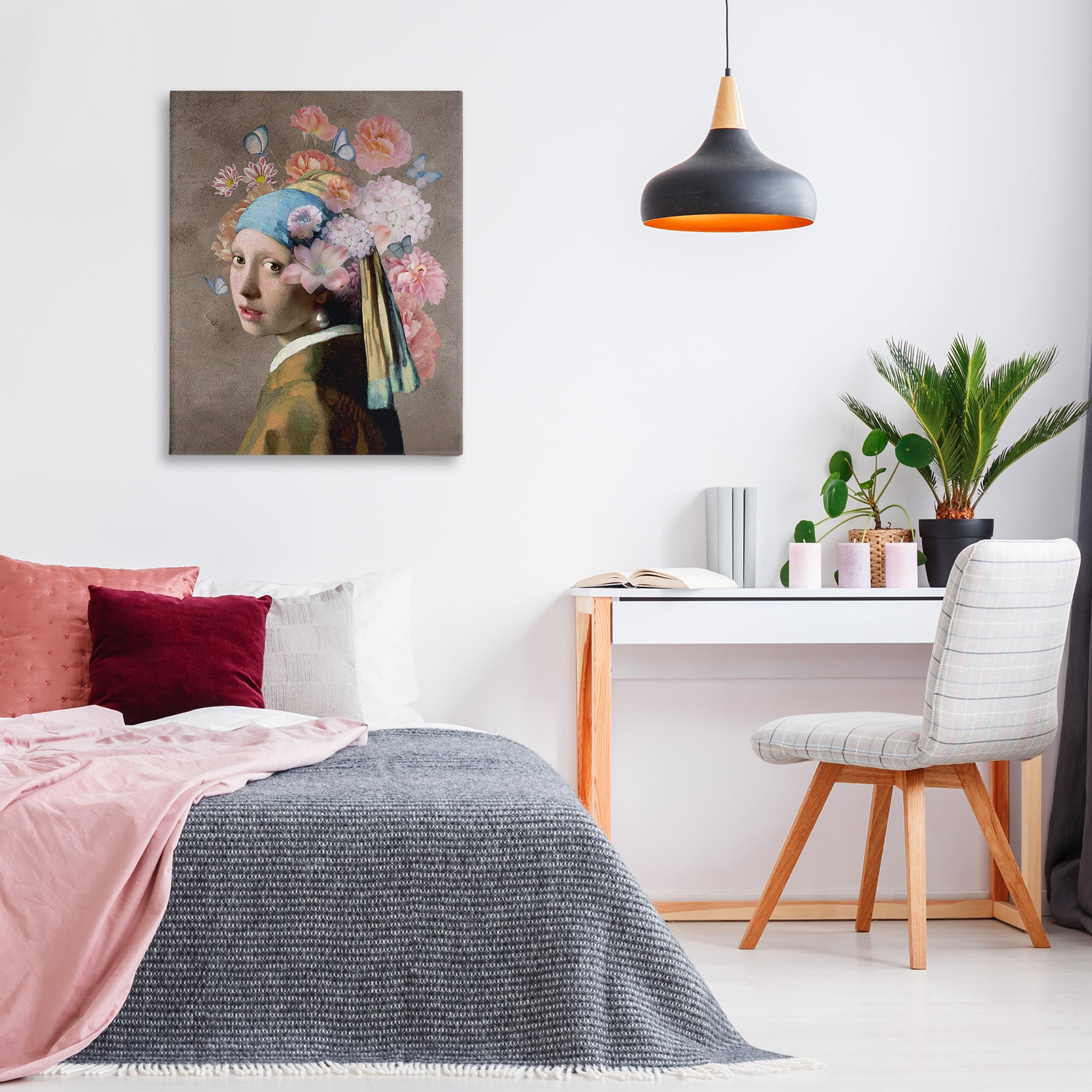 Stupell Industries Classic Portrait with Flowers Plants & Flowers Painting Wrapped Canvas Art Print Wall Art, 30 x 40