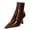 Brown, variant on FSJ Women Classic Pointy Closed Toe Ankle Boots Slanted Kitten Mid Heel Side Zipper Short Booties Glossy Dressy Shoes Size 8 Navy