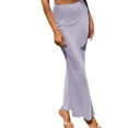 thumbnail image 2 of WTXUE Skirts for Women, Women's Skirt Stretch Waist High Solid Satin Dress, Purple 2XL, 2 of 5