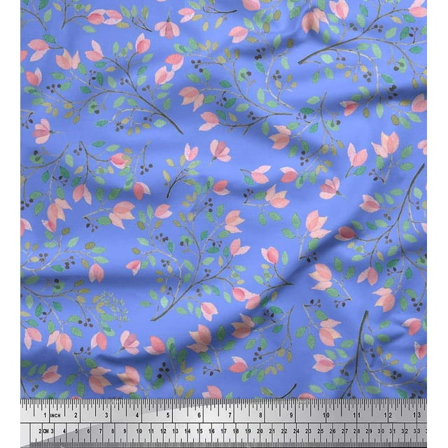 Soimoi Velvet Fabric Ash Leaves Decor Fabric Printed Yard 58 Inch Wide