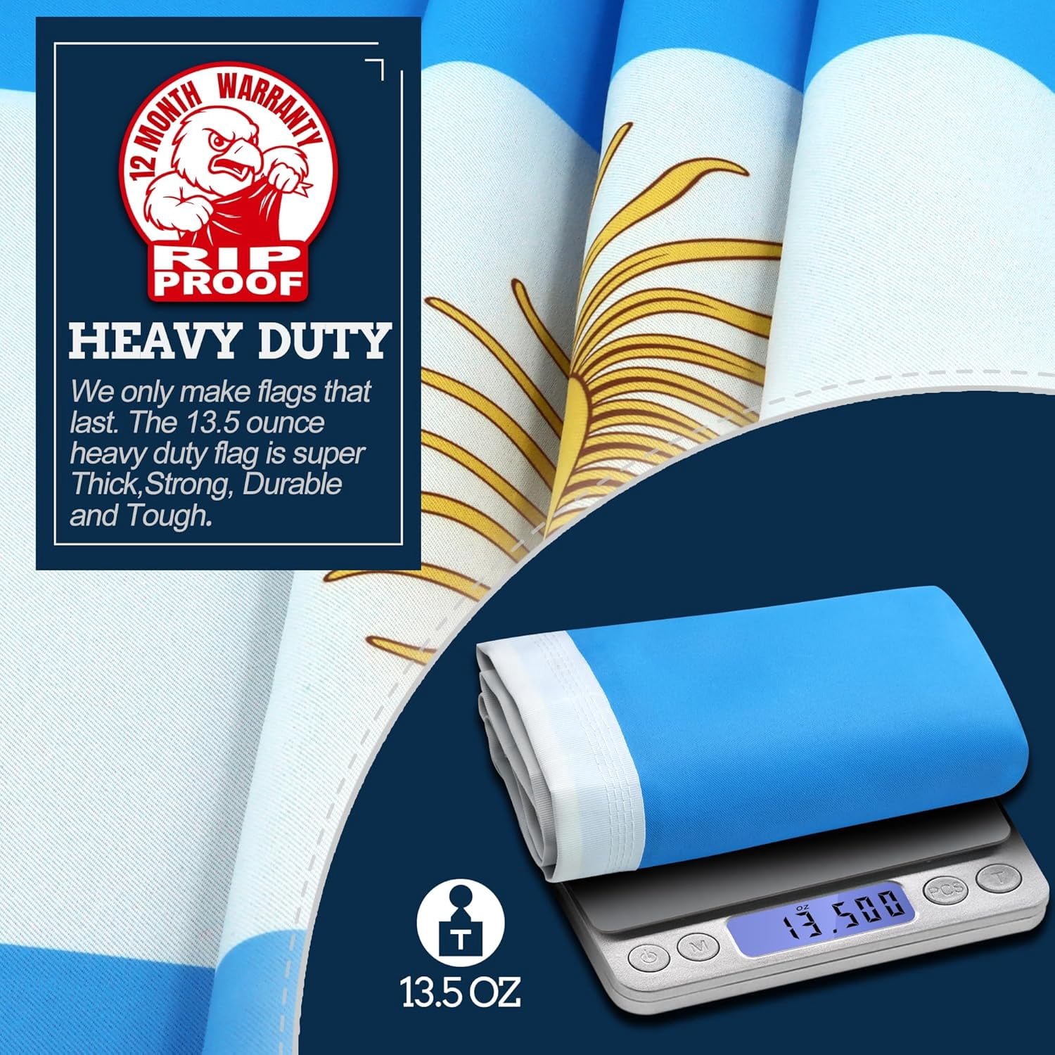 (2 pack) Anley Rip-Proof Double Sided 3-Ply Argentina Flag 3x5 Ft - Argentinian National Flags