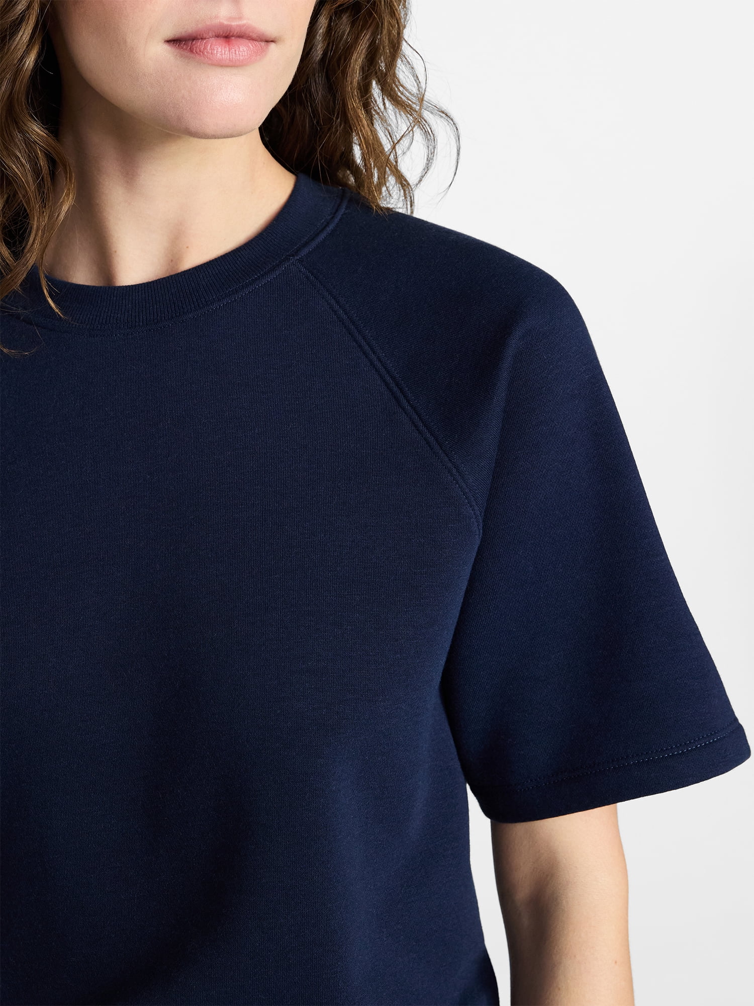 Time and Tru Women's Boxy Sweatshirt with Short Sleeves, Size XS-XXXL