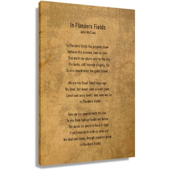 Aaheei In Flanders Fields Poem Wall Art Quotes Poster Decorations In Flanders Fields Poetry Artwork Verse Canvas Abstract Pictures For Bedroom Wall Decor 8 x 10 in
