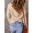 thumbnail image 4 of Asyoly Women Sexy Cross Wrap Sweaters V Neck Long Sleeve Solid Color Asymmetric Hem Backless Knitted Pullover Elegant Jumper Tops, 4 of 6