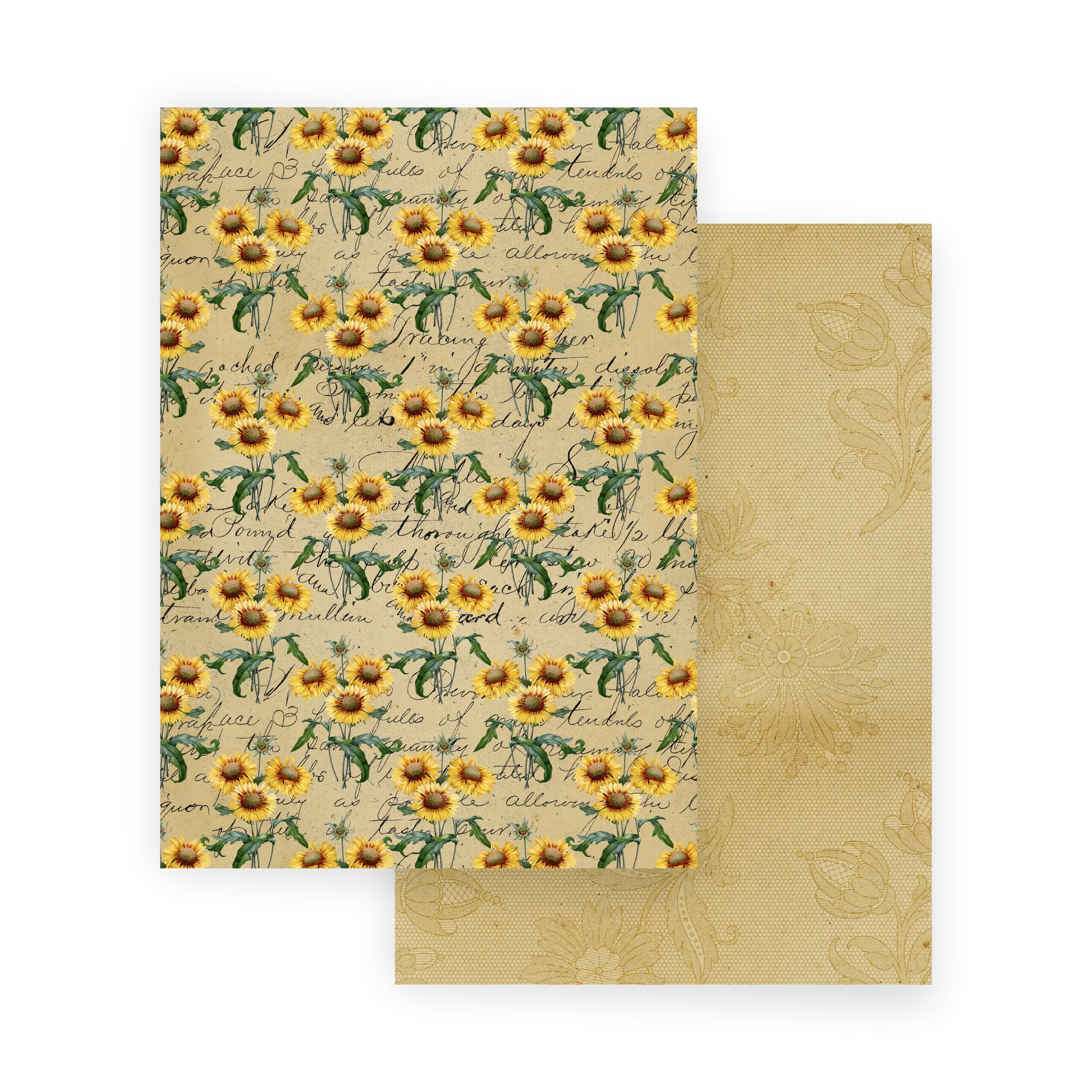 Scrapbooking Paper VINTAGE SUNFLOWERS 10 Double Sided Sheets 8.25 x 11.75, Craft Paper, Decoupage Paper, Decorative Paper, Vintage Paper