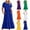 Blue#2, variant on Up to 65% Off! pstuiky Dresses for Women 2025, A-Line Dress Solid Color Short Sleeve Crew Neck Sundresses High Waist with Pockets Calf Length Dresses Evening Dresses for Women Anniversary