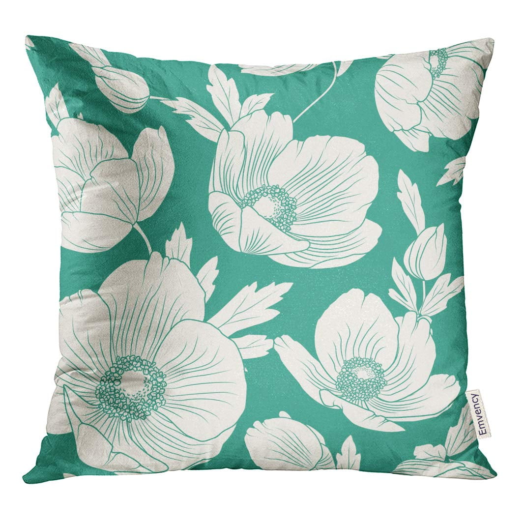 STOAG Blooming Hellebore Poppy Flowers on Blue Teal Turquoise Winter