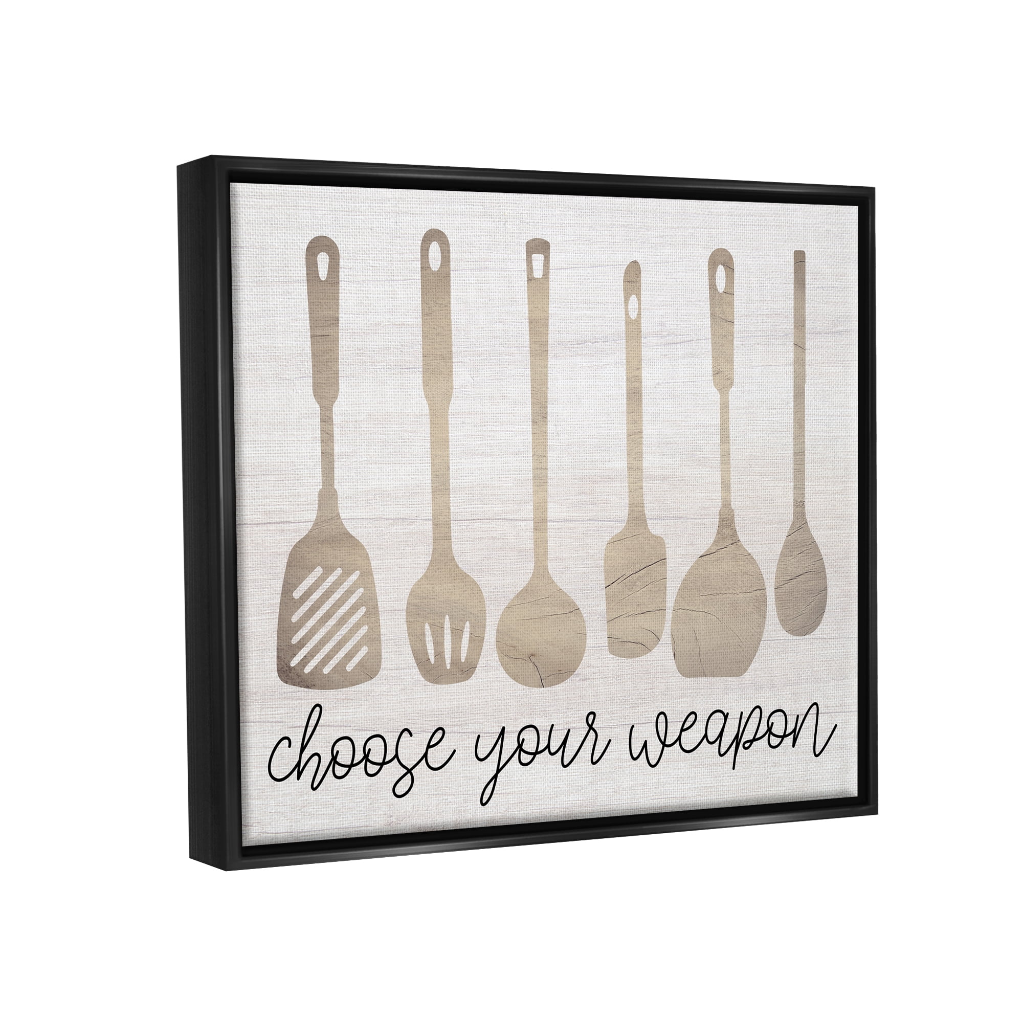 Stupell Industries Choose Your Weapon Kitchen Utensils Food & Beverage Painting Black Floater Framed Art Print Wall Art