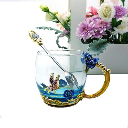 Jorlo Glass Tea Cup Coffee Mug Hand Blown Glass Drinking Mug Made