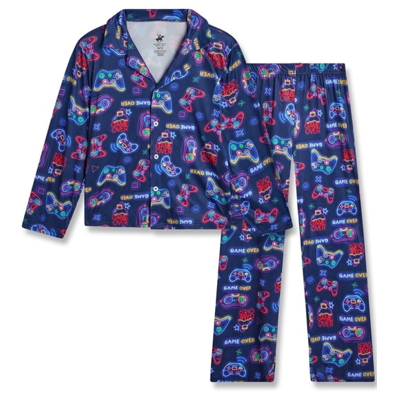 Beverly Hills Polo Club Boys Pajama Set Lightweight Button Down Long Sleeve Pajamas and Pajama Pants
