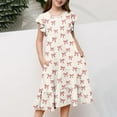 thumbnail image 5 of Riecok 6 - 15 Year - Old Girls' Summer Short - Sleeve Round - Neck Floral - Element Printed Waist - Gathering Pocketed Layered Dress Multicolor 10-11 Years, 5 of 5