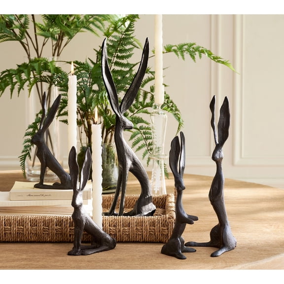 ValHome 3PCS Easter Bunny Figurine Decor Ornament - 7.8" Modern Artistic Bunny Sculpture Resin Abstract Rabbit Statue - Spring Home Easter Decor Accent Tabletop Decoration for Shelf, Mantel, Credenza