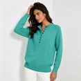 thumbnail image 4 of Edvintorg Knit Sweater for Women Plus Size Long Sleeve Crew Neck Loose Casual Pullover Sweaters with Button Women's Clothes Green XXXL, 4 of 8